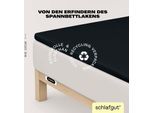 Spannbettlaken SCHLAFGUT "EASY Jersey Elasthan Topper", schwarz (off, schwarz), 1 Stk., Jersey, 120-130x200-220 10cm, Jersey, Obermaterial: 95% Baumwolle, 5% Elasthan, Bettlaken, Spannbettlaken, MADE IN GREEN by OEKO-TEX