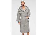 Unisex-Bademantel KANGAROOS "Cassidy, für Damen & Herren, Standardlänge & Überlänge" Gr. XXL, grau (hellgrau), L:125cm, Walkfrottee, Hausmäntel, Unisex-Bademantel, mit Taschen, Männer und Frauen, Baumwolle, Reise, Hotel, Sauna, S-3XL