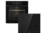 GORENJE Backofen-Set "Black Pacific Basic Set", Energieeffizienz: A, schwarz, Herdsets, Pizzafunktion mit 300 C – perfekt für Pizza, Focaccia und mehr, Backofen-Set
