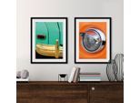 Bild QUEENCE "Halogen", orange (farbe rahmen: schwarz, farbe bild(er): orange), B:50cm H:70cm, Acrylglas, Holz, Papier, Bilder, Bild, HD Premium Poster-Druck inkl. Holzrahmen