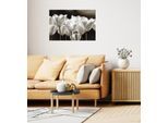 Wandsticker QUEENCE "Black & White", weiß, B:90cm H:60cm T:0,1cm, Folie, Wandtattoos, Wandsticker, Selbstklebend, kinderleichte Anbringung; Blumen, Blüten