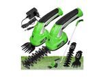 tectake® Akku Heckenschere, 7,2 V mit 2 Aufsätzen, ergonomische Form, inklusive Teleskopstange