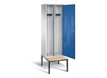 C+P Schwarz-Weiss-Spind Classic, H2090xB610xT815mm, Front Enzianblau, Korpus Lichtgrau, Gestell Schwarzgrau (8250-20) ; C + P Möbelsysteme (8250-20|S10005)