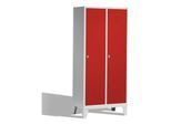 C+P Umkleidespind Classic auf Füßen, 2 Abteile, H1850xB810xT500mm Front Rubinrot Korpus Lichtgrau ; C + P Möbelsysteme (8010-22|S10037)