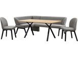 Eckbankgruppe OTTO HOME "Aretha Essecke, Sitzgruppe, Eckbank, Küchenbank", grau (antarctica, schwarz), B:215cm H:87cm T:150cm, 90% PES, 5% Nylon, 5% Rayon, Sitzmöbel-Sets, Eckbankgruppe, Esszimmer Sitzgruppe, Tisch, Stühle und Bank gepolstert, Nosagfederung