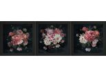 Bild mit Rahmen BÖNNINGHOFF "Blumen", bunt (farbe rahmen: holz, farbe bild(er): schwarz, rot, weiß, grün), B:23cm H:23cm T:2,1cm, Canvas, Holz, Bilder, BxH: 23x23 cm