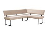 Eckbank OTTO HOME "Gabi Esszimmerbank, Bank, Küchenbank, Polsterbank", helles beige, B:214cm H:87cm T:164cm, Holzwerkstoff, Massivholz, Metall, Polyester, Sitzbänke, Eckbank, Gestell aus matt-schwarzem Flachmetall, stabil, 2-Stoff-Design