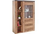 Vitrine OTTO HOME "Larona, zeitlose Glasvitirne, Hochschrank Höhe 145 cm", braun (satin nussbaumfarben, schwarzwood), B:100cm H:145cm T:37,1cm, Schränke, Vitrine, Stauraumvitrine mit dekorativer Rahmenoptik
