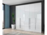 Kleiderschrank OTTO HOME "Piano, inklusive Rahmen und Beleuchtung, soft-close-Funktion", weiß (weiß hochglanz), B:232cm H:226cm T:60cm, Holzwerkstoff, Schränke, Kleiderschrank Drehtürenschrank, beige oder weiß, UV lackiert, Hochglanzfronten, FSC-zertifiziert