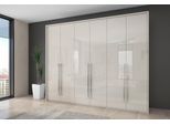 Kleiderschrank OTTO HOME "Piano, inklusive Rahmen und Beleuchtung, soft-close-Funktion", beige (beige hochglanz), B:277cm H:226cm T:60cm, Holzwerkstoff, Schränke, Kleiderschrank Drehtürenschrank, beige oder weiß, UV lackiert, Hochglanzfronten, FSC-zertifiziert