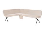Eckbank OTTO HOME "Bruna Esszimmerbank, Bank, Küchenbank, Polsterbank", hellbeige, B:241cm H:87cm T:177cm, Holzwerkstoff, Massivholz, Metall, Polyester, Sitzbänke, Eckbank, Mattschwarzes Metallgestell, 2-Stoff-Design, Wellenfederung im Sitz