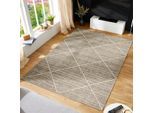 Teppich LUXOR LIVING "Crosby", grau (grau,braun), B:60cm H:7mm L:110cm, Obermaterial: 60% Baumwolle, 30% Polyester, 10% Viskose, Teppiche, Teppich, Rauten Design, Boho-Style, Wohnzimmer, Schlafzimmer