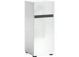 Stauraumschrank WELLTIME "MISTER, Bad-Schrank, Breite 34 cm, 1 Tür, 1 Schublade, 2 Fächer", weiß, B:34cm H:81cm T:34cm, FSC-zertifizierter Holzwerkstoff, Schränke, Stauraumschrank, Hochglanz lackiert, Soft-Close Funktion, Made in Italy