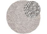 Teppich CARPETFINE "Calo", beige (dunkelbeige), H:16mm Ø:120cm, Polyester, Wolle, Teppiche, Teppich, Handweb Teppich, Uni-Farben, meliert, handgewebt, 70% Wolle