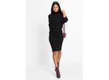 Strickkleid BONPRIX, Damen, Gr. 56/58 (XXXL), N-Gr, schwarz, Obermaterial: 50% Viskose, 26% Polyamid, 24% Polyester, schmal, Kleider Strickkleid, mit Rollkragen, aus Viskose, Polyamid und Polyester