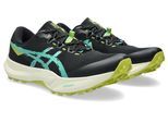 Trailrunningschuh ASICS "FUJI LITE 6", Herren, Gr. 44,5, schwarz (schwarz, aurora grün), Textil, Schuhe, leichter Trailrunningschuhe