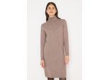 Strickkleid CECIL, Damen, Gr. XXL (46), US-Größen, chocolate mousse melange, Web, 33% Polyester, 31% Polyacryl, 24% Baumwolle, 12% Nylon, meliert, comfort fit knieumspielend, hoch geschlossener Ausschnitt, Bündchen, Kleider Strickkleid, knielang