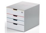 DURABLE Schubladenbox VARICOLOR® MIX SAFE A4 grau mit bunten Farblinien