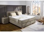 Boxspringbett JOCKENHÖFER GRUPPE "Ronja, inkl. 7-Zonen-TTFK-Matratzen, Kaltschaum-Topper", taupe 578, 28, B:198cm L:214cm, Bezug Bett: Jacquard (100% Polyester);Kissen Teddyoptik: 100% Polyester;Topper und Matratzenspiegel: 100% Polyester, Komplettbetten, Boxspringbett, inkl. 4 Kissen, 180x200 cm, verschiedene Härtegrade wählbar