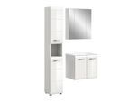Badezimmer-Set WELLTIME, weiß hochglanz tiefzieh, B:105cm H:185cm T:46cm, Holzwerkstoff, MDF, Kastenmöbel-Sets, Florenz, Badkombination 4-tlg., Weiß hochglanz, inkl. Waschbecken