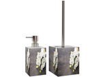 Badaccessoire-Set SANILO "Pretty", grau, Massivholz, Badaccessoires-Sets