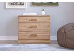Nachtkommode WIEMANN "Lausanne, Nachttisch, Nachtschrank, teilmassiv Erle, 3 Schubladen", beige (natur), B:60cm H:50cm T:30cm, Sideboards, Abdeckplatte und Schubkastenfronten aus Massivholz