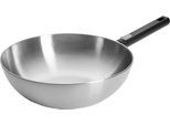 Wok WOLL "Logic Steel", silberfarben, schwarz, H:10cm Ø:30cm, Pfannen, Wok, 5-Schicht-Aufbau