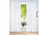 Gardine OTTO HOME "Dimona" Gr. 2, weiß (weiß, blau), B:140cm H:175cm, Voile, Polyester, Gardinen, Gardine, 2-er Set, transparent, Voile, Polyester, Wellen