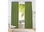 Vorhang OTTO HOME "Raja, Gardinen mit Kräuselband, Vorhänge Wohnzimmer" Gr. 5, grün, B:140cm H:265cm, Polyester, Recyceltes Material, Gardinen, 2er-Set, Bestseller, einfarbig, modern, pflegeleicht, Mikrofaser
