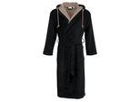 Unisex-Bademantel CARL ROSS "velours" Gr. L, deep schwarz, deep khaki, L:130cm, Velours, Hausmäntel, Unisex-Bademantel, Kapuze