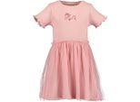 Jerseykleid BLUE SEVEN, Mädchen, Gr. 110, N-Gr, rosa (azalee), Feinripp;Tüll, Obermaterial: 95% Baumwolle, 5% Elasthan, bedruckt, unifarben, Basic knieumspielend, Rundhals, gewellter Abschluss, Kleider Jerseykleid, mit aufgesetztem Tüll-Rock