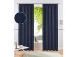 Vorhang OTTO HOME "Raja, Gardinen mit Kräuselband, Vorhänge Wohnzimmer" Gr. 3, blau (dunkelblau), B:140cm H:225cm, Polyester, Recyceltes Material, Gardinen, Vorhang, 2er-Set, Bestseller, einfarbig, modern, pflegeleicht, Mikrofaser, Topseller