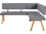 Eckbank OTTO HOME "Rio", grau, B:190cm H:89cm T:140cm, Sitzbänke, Eckbank, Massivholz in Eiche geölt, Esszimmerbank bequem gepolstert