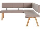 Eckbank OTTO HOME "Rio", grau (taupe), B:190cm H:89cm T:140cm, Sitzbänke, Eckbank, Massivholz in Eiche geölt, Esszimmerbank bequem gepolstert