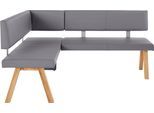 Eckbank OTTO HOME "Rio", grau, B:190cm H:89cm T:140cm, Sitzbänke, Eckbank, Massivholz in Eiche geölt, Esszimmerbank bequem gepolstert