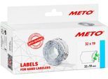 Preisetiketten METO®, für 2-zeilige Preisauszeichner, wiederablösbar, Wellenrand, B 32 x H 19 mm, FSC®-Papier, weiß, 5 Rollen mit 1000 Stück