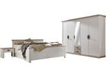 Schlafzimmer-Set HOME AFFAIRE "Florenz", weiß (pinie weiß), B:180cm T:200cm, Holz teilmassiv, Metall, Schlafzimmermöbel-Sets, in 3 verschiedenen Ausführungen