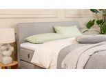 BRUNO Boxspringbett Premium mit Bettkasten 160x200cm in Hellgrau | Matratzen-Härtegrad: Links H3 / Rechts H2 | extra viel Stauraum & individuell konfi