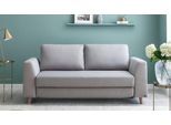BRUNO Schlafsofa 140cm in Hellgrau | Klassik | stabiles Massivholz & Boxspringkomfort