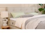 BRUNO Boxspringbett Premium mit Bettkasten 180x200cm in Beige | Matratzen-Härtegrad: Links H2 / Rechts H3 | extra viel Stauraum & individuell konfigur