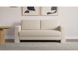 BRUNO Schlafsofa 160cm in Beige | Kubus | stabiles Massivholz & Boxspringkomfort