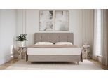 BRUNO Boxspringbett Prestige 160x200cm in Taupe Grau-Beige | 6 Farben & 4 Kopfteile wählbar | Luxus 27 cm Pulse-Latex-Matratze | Made in Germany