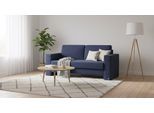 BRUNO Schlafsofa 140cm in Blau | Kubus | stabiles Massivholz & Boxspringkomfort