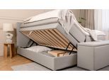 BRUNO Boxspringbett Premium mit Bettkasten 200x200cm in Hellgrau | Matratzen-Härtegrad: Links H2 / Rechts H2 | extra viel Stauraum & individuell konfi