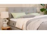 BRUNO Boxspringbett Premium mit Bettkasten 160x200cm in Hellgrau | Matratzen-Härtegrad: Links H3 / Rechts H2 | extra viel Stauraum & individuell konfi