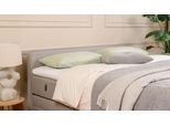 BRUNO Boxspringbett Premium mit Bettkasten 200x200cm in Hellgrau | Matratzen-Härtegrad: Links H2 / Rechts H3 | extra viel Stauraum & individuell konfi