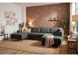 Wohnlandschaft HOME AFFAIRE "Sveeva, U-Form, XXL, B.310 cm, schwarze Metallfüße", anthrazit, B:310cm H:78cm T:197cm, 100% PES, Sofas, Wohnlandschaft, langlebiger Webstoff, mit Wellenunterfederung, viele Farben