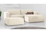 Ecksofa INOSIGN "Koa,228cm, L-Form, Modulsofa, Webstoff, Cord, Struktur, Chenille", beige (natural), B:228cm H:88cm T:159cm, 100% Polyester, Sofas, Ecksofa, Designsofa, Set, Hocker inklusive, weicher Lounge-Sitzkomfort