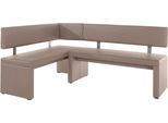 Eckbank OTTO HOME "Charissa", beige (schlamm), B:210cm H:90cm T:140cm, Holzwerkstoff, Massivholz, Sitzbänke, Eckbank, in 3 Größen, verschiedene Qualitäten