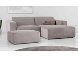 Ecksofa INOSIGN "Koa,228cm, L-Form, Modulsofa, Webstoff, Cord, Struktur, Chenille", grau (cloud grau), B:228cm H:88cm T:159cm, 100% Polyester, Sofas, Ecksofa, Designsofa, Set, Hocker inklusive, weicher Lounge-Sitzkomfort